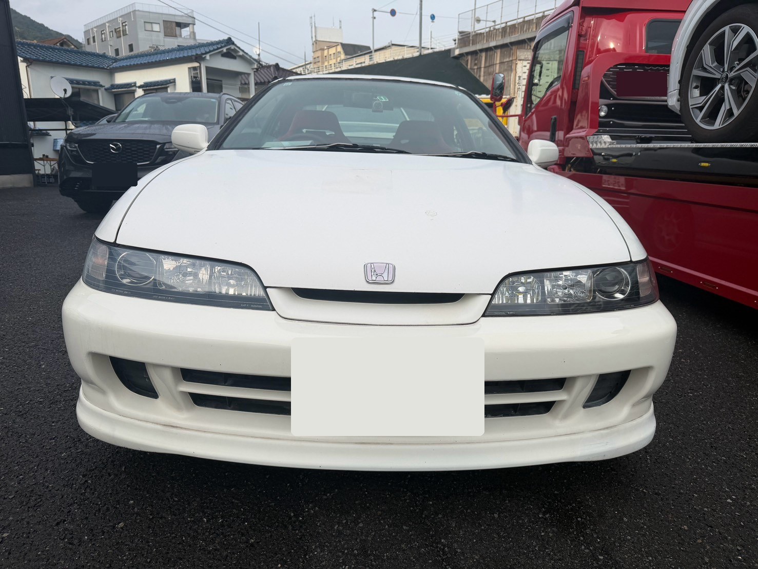 ヘッドライト再生＋PPF施工後のホンダ インテグラ正面｜広島しゃかりき